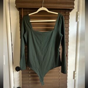 Nuuds dark green body suit w/square neck